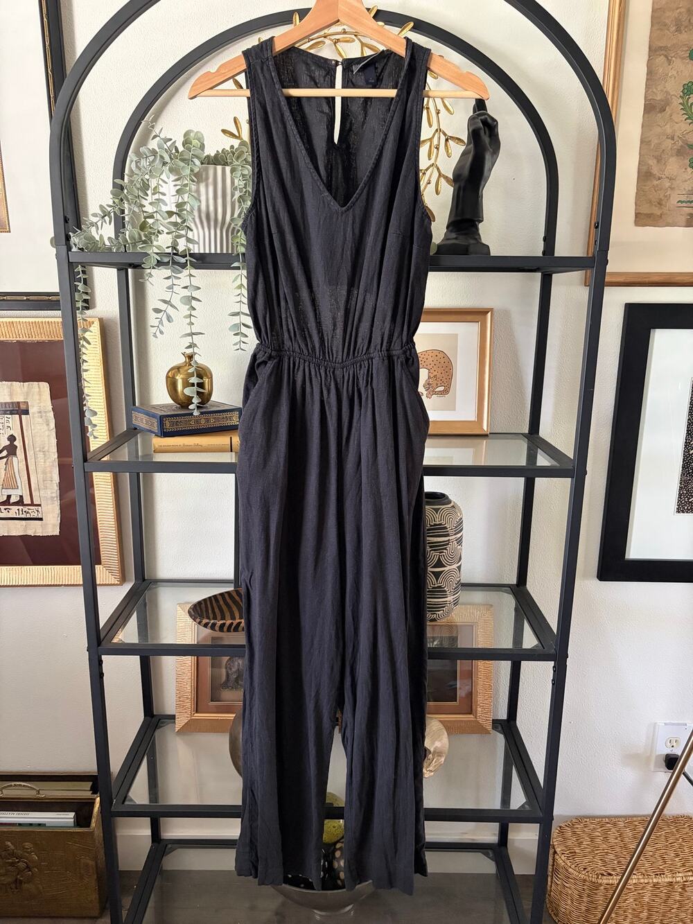 Universal Thread Women’s Black Sleeveless Wide Leg Jumpsuit Open Back Size S